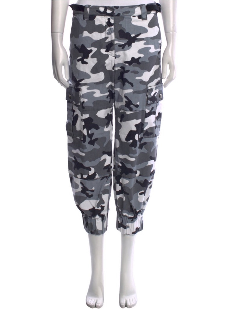 Miu Miu Crystal Logo Camo Cargo Jogger Pants Made in Italy • Size IT 40 (US 4)